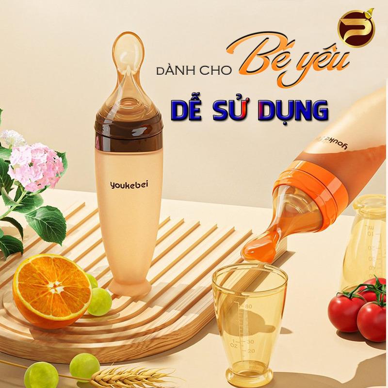 Bình thìa Ăn Dặm Cho Bé 120ml Silicon An Toàn Thìa Túi Nhai Bình Ăn Bột Dụng Cụ Cho Bé Uống Bình Ăn Dặm Cho Bé Silicone Voi