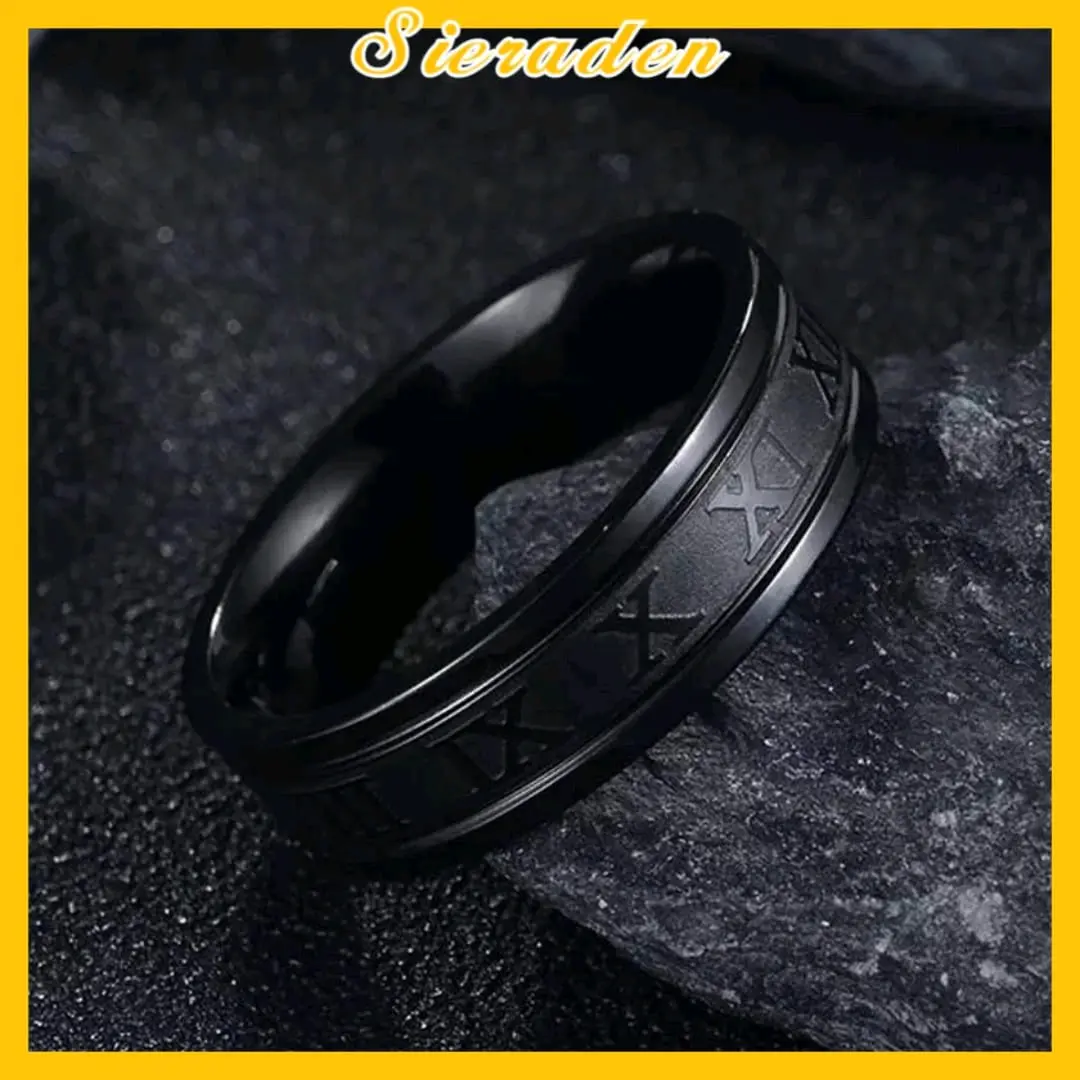 sieraden Jewellery cincin titanium hitam romawi Rings