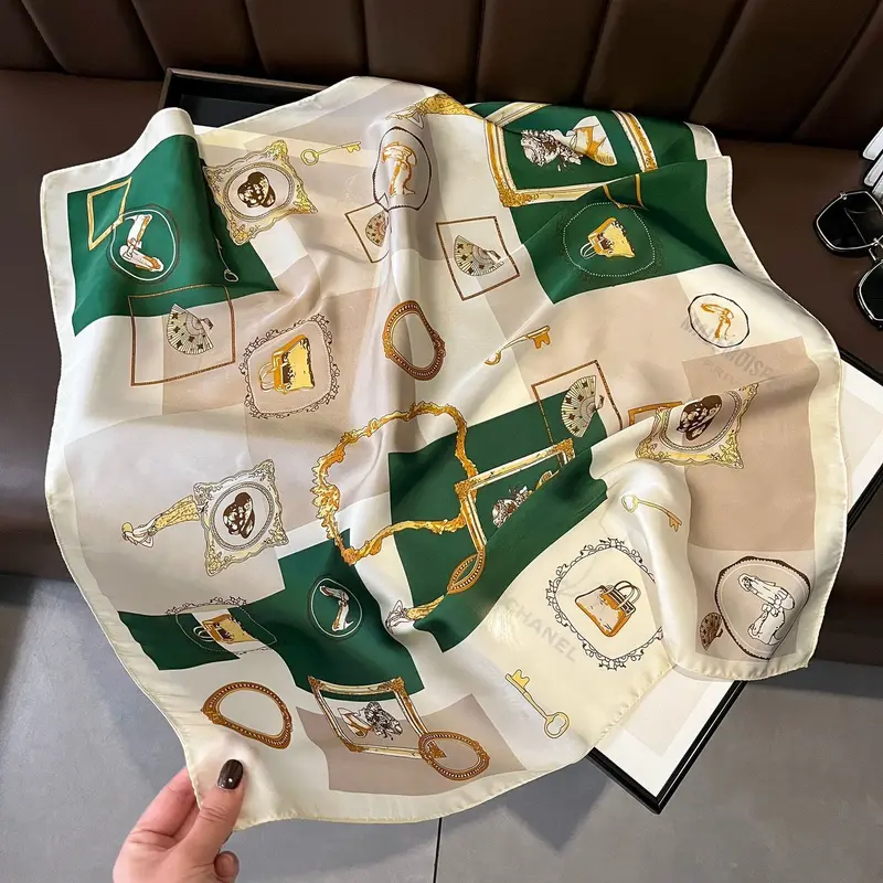 Khăn Quàng Cổ  70x70cm Bằng Lụa Phong Cách Retro Thời Trang Dễ Phối Đồ Women Khăn Choàng Voan Choàng Cổ 1