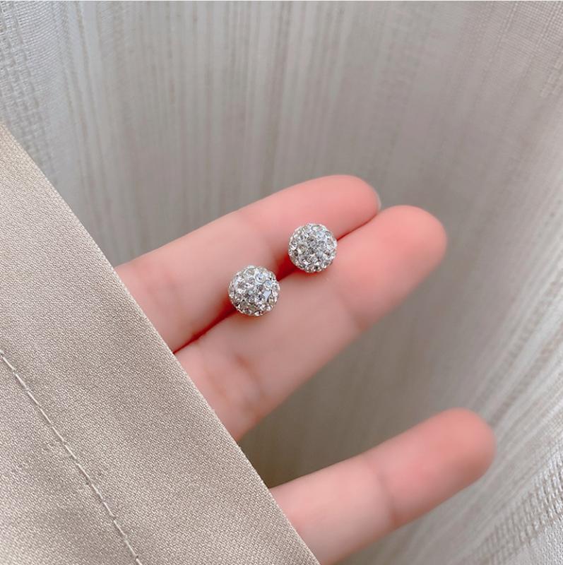 Bông tai nữ hoa tai hạt châu đôi đính đá phong cách hàn quốc cá tính 4