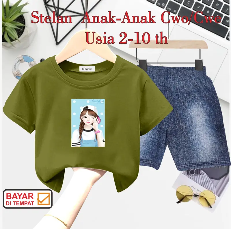 STELAN ANAK PEREMPUAN DIGITAL SABLON CEWEK TOPI 2