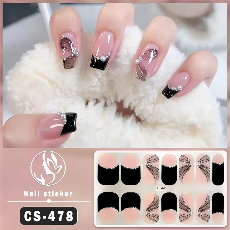 Miếng Dán Móng Tay Gel Nướng Tự Do, Phong Cách Mới, Không Có Đèn UV, Thiết Kế Hoa Và Bướm, Không Thấm Nước, Miếng Dán Đầy Đủ, [Ruiyap] 5