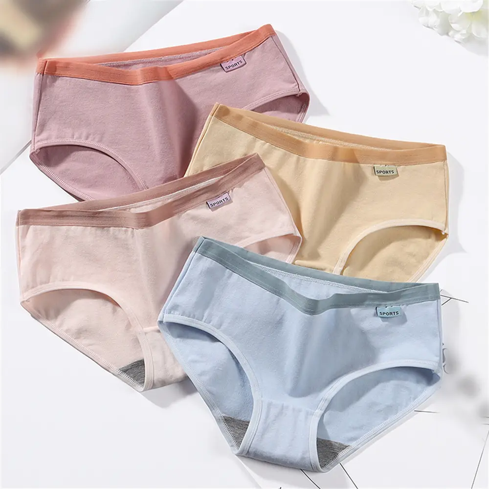 Pure Cotton Women's Underwear New Mid-waist Girls Raw Graphene Antibacterial Breathable Crotch Briefs