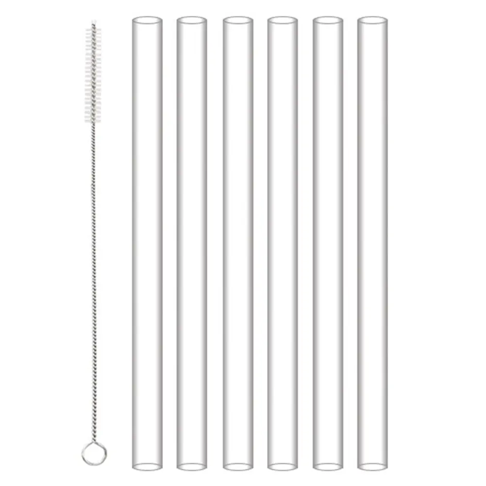 6Pcs Long Straws with Cleaning Brush Transparent Straw for Owala FreeSip 24/32oz