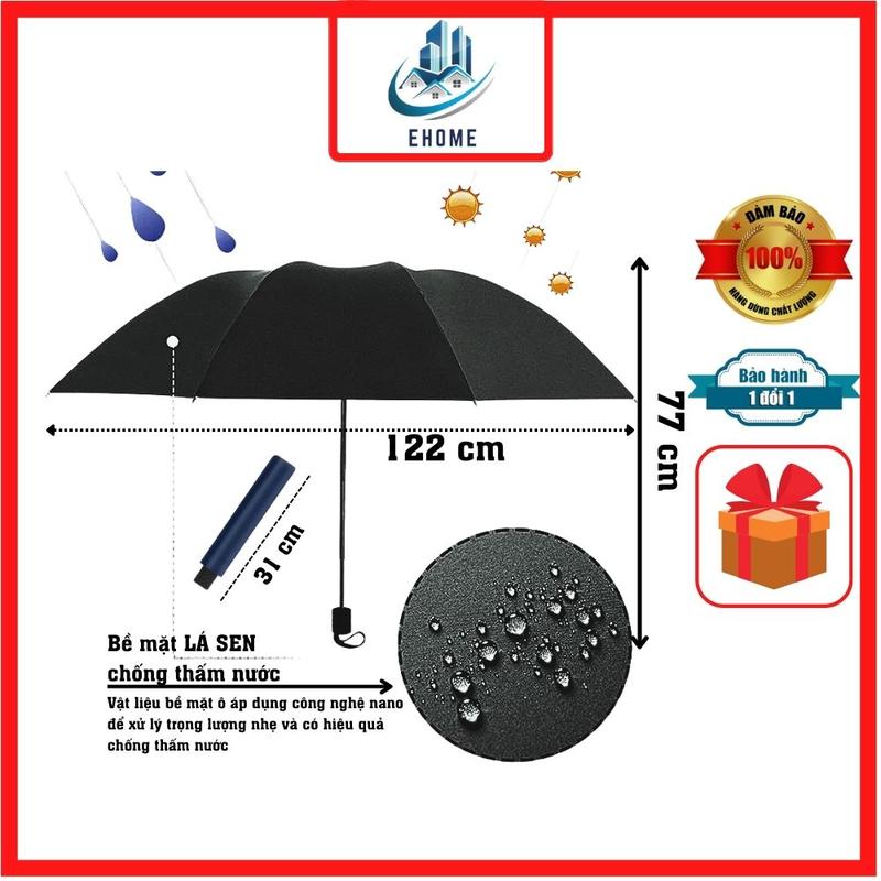 ô đi mưa che nắng cầm tay cao cấp cỡ lớn Dù gấp gọn đi đường loại to đẹp 10 nan thép xuất Nhật đường kính 122cm