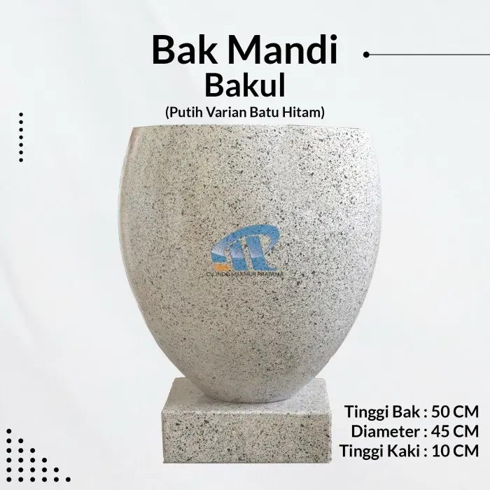 Bak mandi teraso Tipe Bakul T60x45 CM Varian Batu Hitam