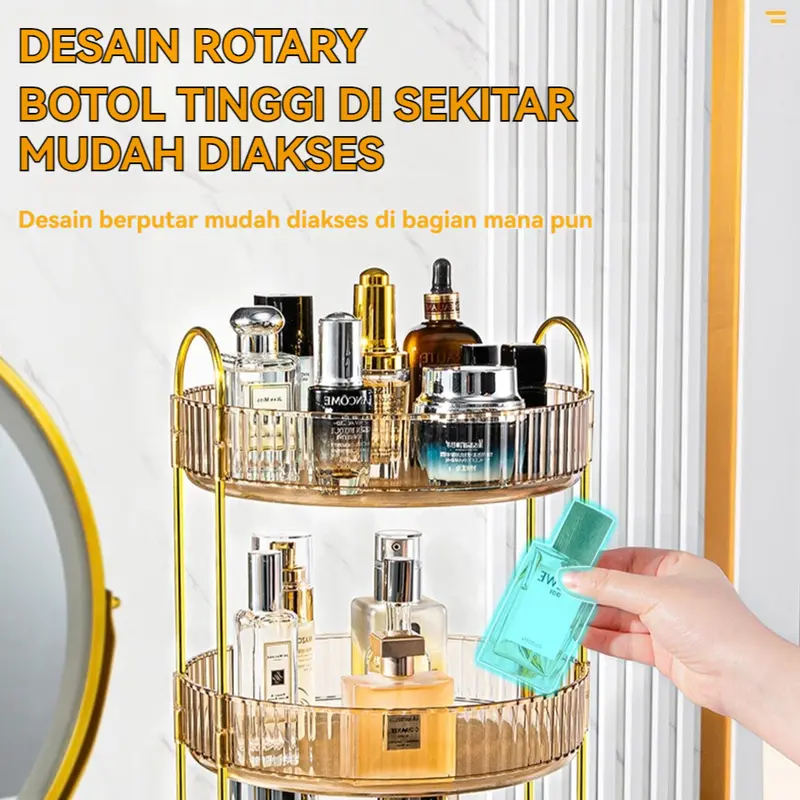 Rak Penyimpanan Makeup 1/2/3 Lapisan Berputar Putaran Rotasi 360° Organizer Makeup Organizer Parfum Penyimpanan Kosmetik Berputar Rak Bumbu 6