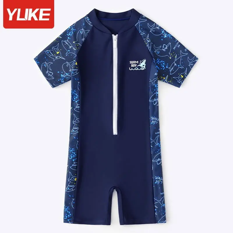 Đồ bơi bé trai họa tiết cá mập kiểu dáng thể thao hàng chính hãng YUKE mẫu mới 2023 cho bé tới 45kg 2