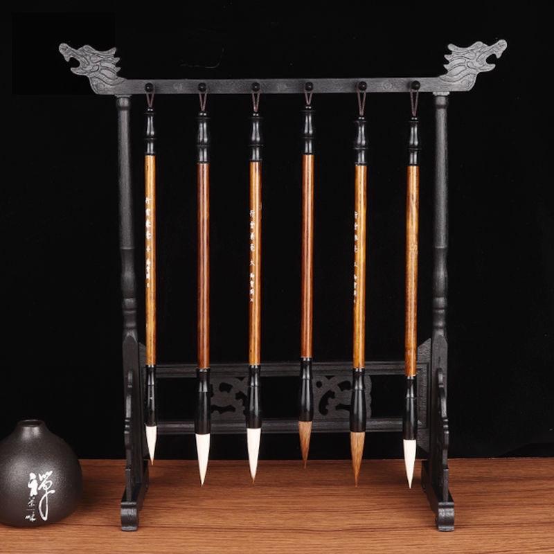 Giá treo cọ thư pháp, bút lông nhựa giả gỗ đẹp cổ trang