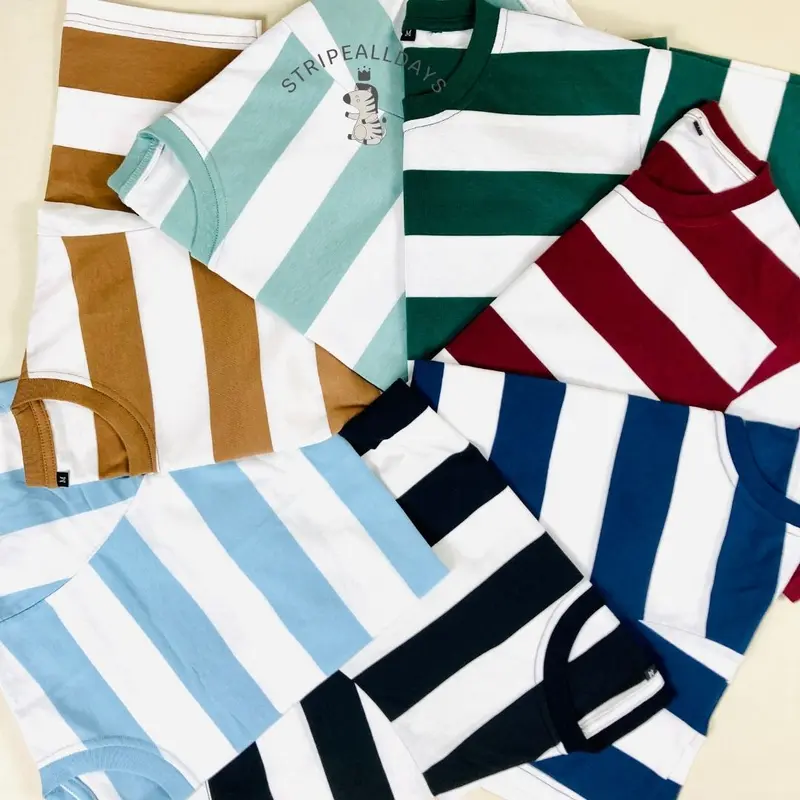 little stripealldays - Kaos Stripe Dewasa BIG V1 Series Lengan Pendek / atasan baju pakaian laki laki2 cowok cewek perempuan unisex strip setrip striped salur garis belang blaster couple / M L XL  / BB 35 kg sampai 85 kg / katun cotton cvc 5