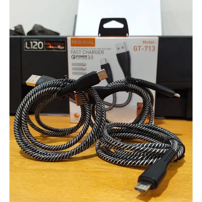TERBARU KABEL DATA GT 713 120WATT 3 METER SUPPORT FAST CHARGING KABEL TEBAL BAHAN KAWAT MICRO TYPE C IP 5