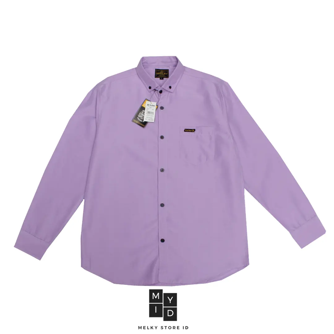 Kemeja Pria Lengan Panjang Warna Lilac Warna Bestseller baju kemeja  Katun Santai Polos Casual Dewasa