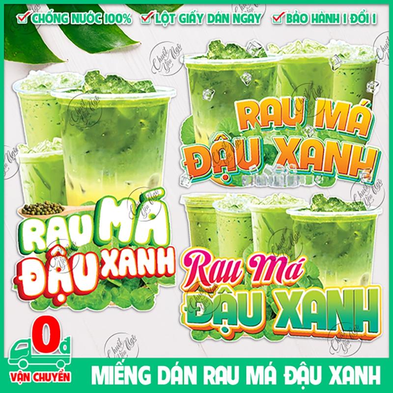 Hình dán rau MÁ ĐẬU xanh dán tường decor trang trí xe đẩy quán nước trà sữa cà phê hình sticker decal giải khát 0