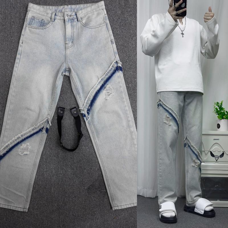 Quần Ống Suông Nam Nữ Unisex Line Chéo Hot Trend Có Túi Unisex Jean quần  jeans