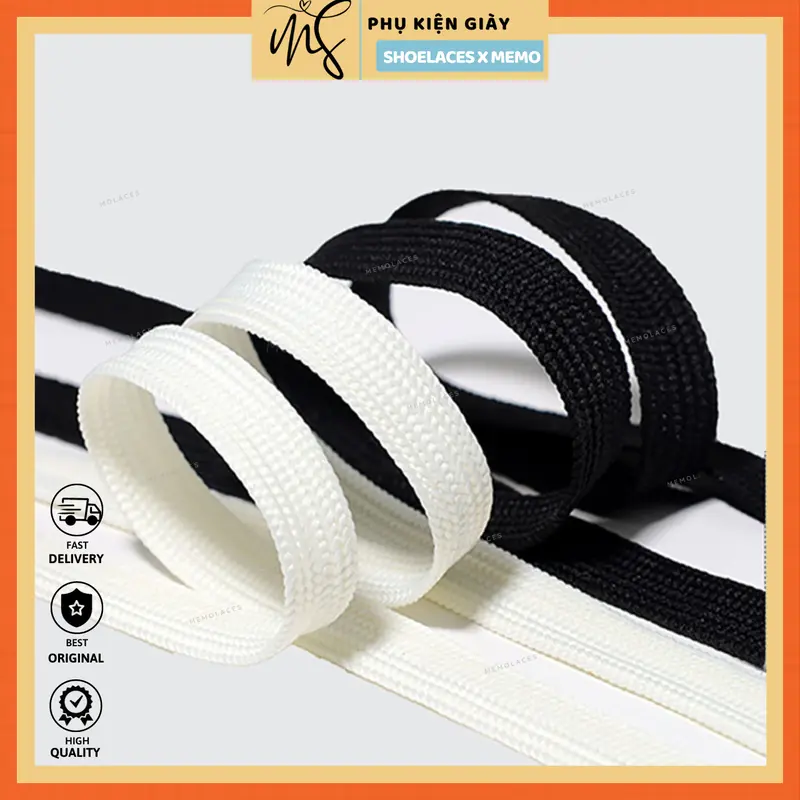 Dây giày dành cho giày thể thao màu đen, trắng, be kem MLBA 120cm 3