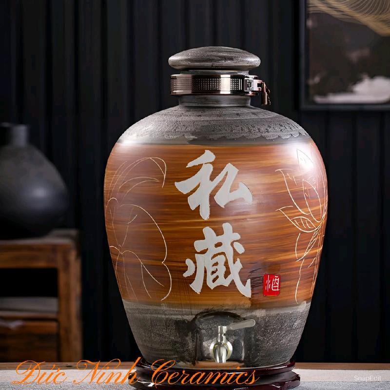 Bình ngâm rượu gốm sứ Bông Sen 6 lit, 12 lít , 20 lít
