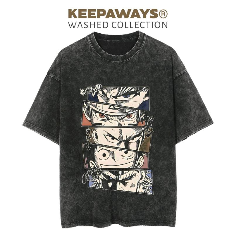 KAOS VINTAGE OVERSIZED T-SHIRT "SHONEN STRONGER" "GOKU NARUTO SAITAMA LUFFY ALL MIGHT" WASHED TEE 0