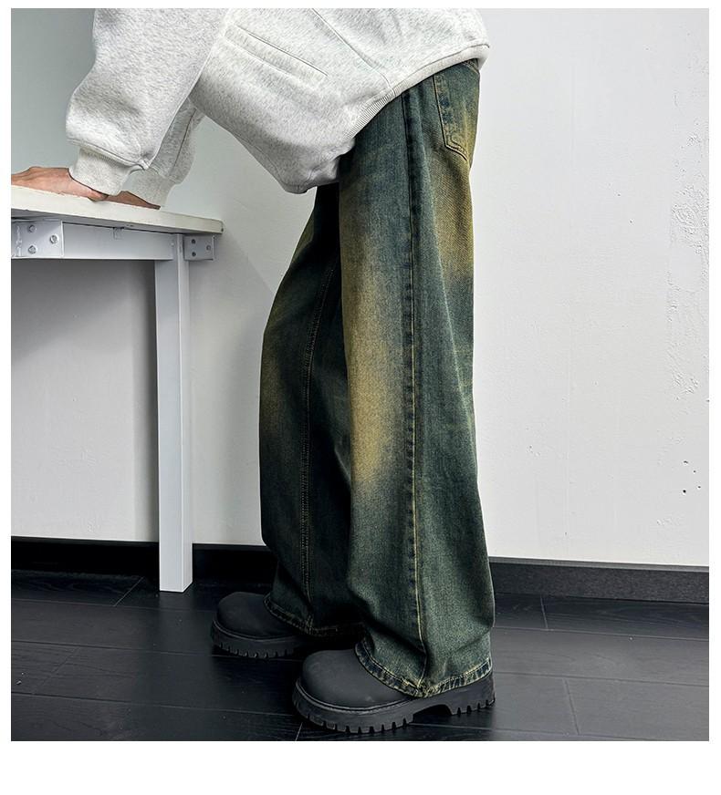 Product Introduction of Men's Vintage Washed Jeans - American Streetwear Wide Leg Denim Pants (Summer Distressed Style) 9