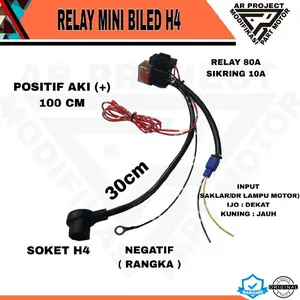 RELAY MINI BILED H4 OCP 2 RELAY 1 LAMPU UNIVERSAL - 2 RELAY 1 H4 CEWEK