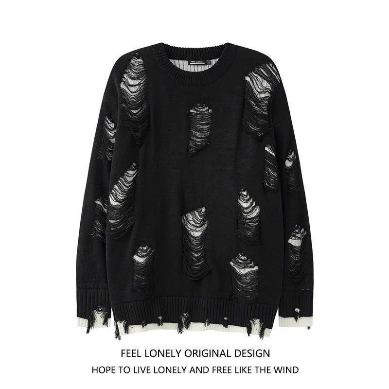  Áo Len Nam Nữ rách Tuarua 2 lớp Len Phong Cách Thời Trang Đường Phố 