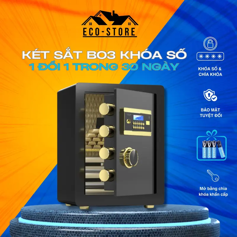 Két Sắt ECO_STORE Két Sắt Thông Minh Khóa Số Điện Tử Có Chuông Cảnh Báo Chống Chộm Sơn Tĩnh Điện 1