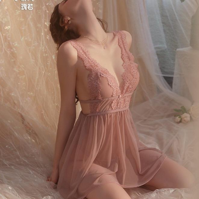 Váy ngủ ren mềm cao cấp cổ V quyến rũ gợi cảm M23 Nữ Nhung 1