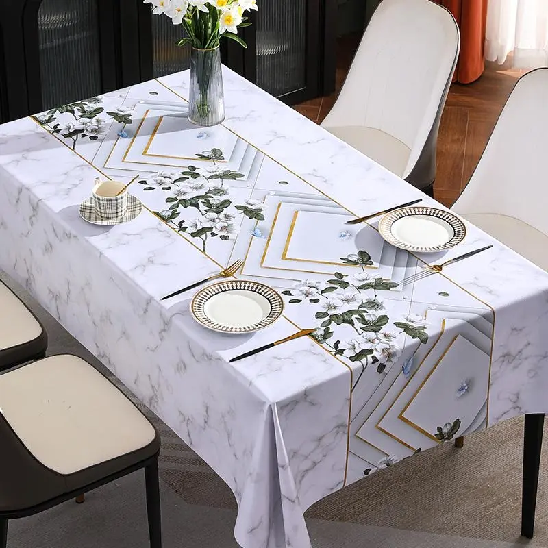 Qcgj KK PVC table cloth vintage water proof table cover plastic dining table mat coffee table cloth 6 Seater