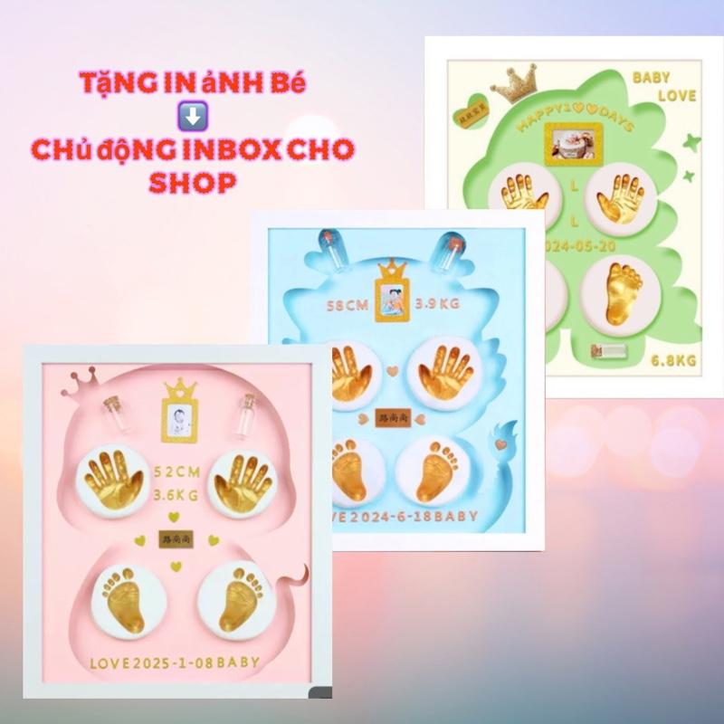 Bộ in dấu chân tay cho bé, lưu giữ khoảnh khắc bé yêu, khung in dấu chân tay an toàn cho bé