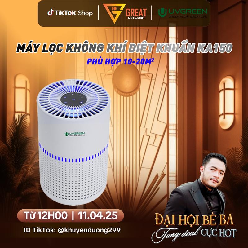[khuyenduong299] Máy Lọc Không Khí Diệt Khuẩn UVGREEN KA150 15m2 - Công Nghệ UVC LED hiện đại, Tạo Hương Tinh Dầu, Làm Sạch không khí, Bộ Lọc HEPA H13 Lọc Sạch Bụi Mịn, Mùi, Khói, Lông Thú Cưng, Bảo Hành 24 Tháng