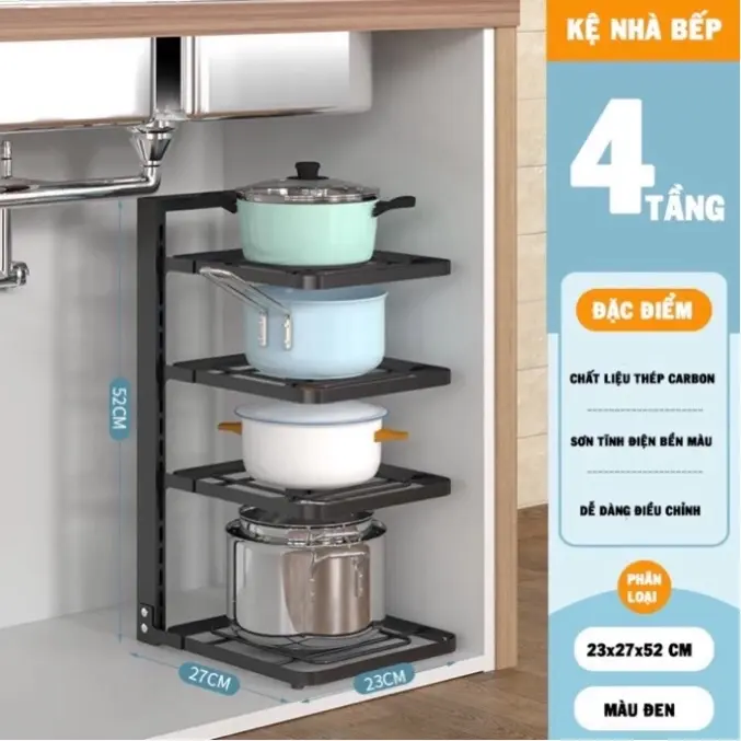 Giá đựng xoong nồi 3-4 tầng 3