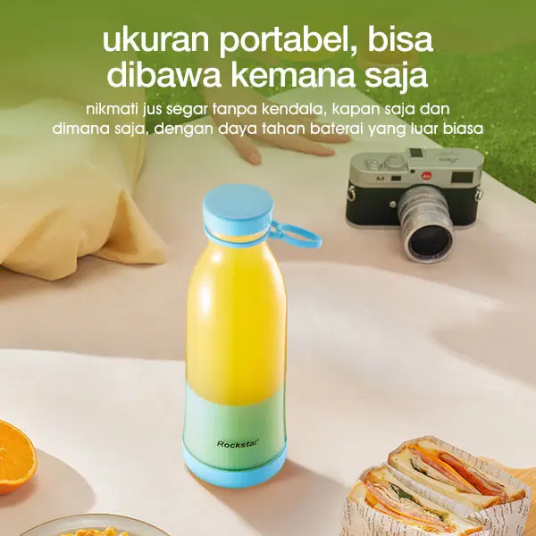 Rockstar bahan yang aman untuk makanan blender 6 bilah mata pisau juicer mini blander 420ml  portable  usb charge chopper  kekinian 4