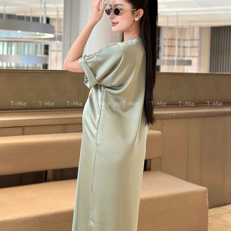 T-Mie | Váy Bầu Thiết Kế Cao Cấp Chất Lụa Cổ V Tay Dơi Sang Trọng Cho Nàng Diện Đi Tiệc, md5172 4