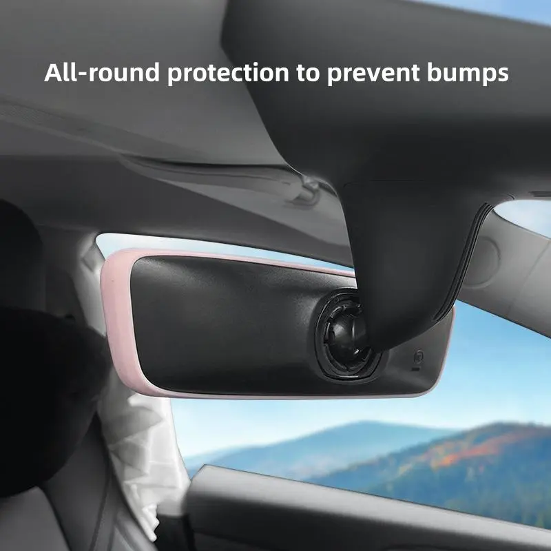 Car Interior Rearview Mirror Silicone Cover, Car Interior Rearview Mirror Protective Frame, Silicone Cover Decoration for Tesla Model 3/Y 3
