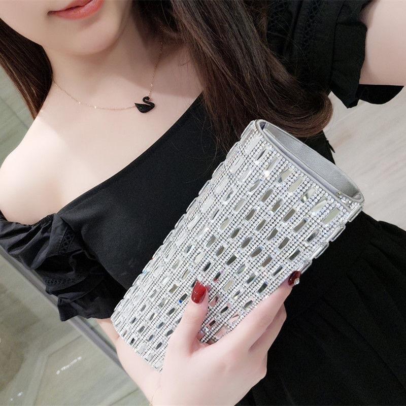 Ví cầm tay đính đá tiểu thư sang chảnh kèm dây đeo L21 Nữ Women Clutch
