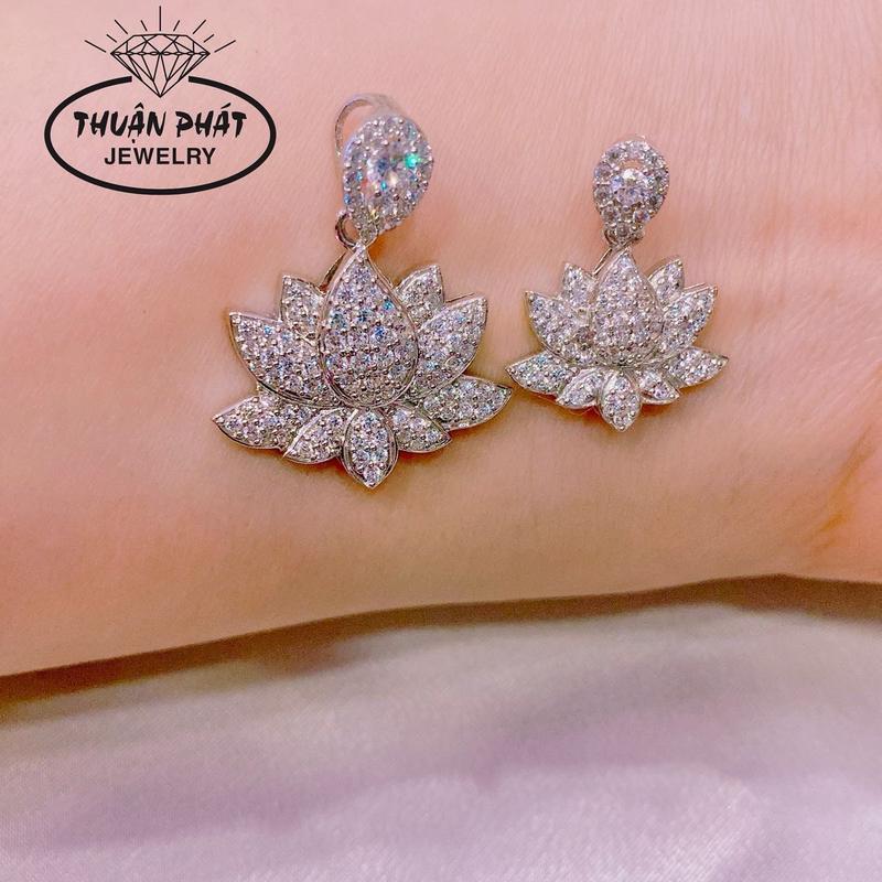 Phụ Kiện Mặt Dây Chuyền M0133 Hoa Sen Tài Lộc Đeo Cổ Dễ Thương Trang Sức Bạc Ý Xi Bạch Kim - Bạc Thuận Phát Charm