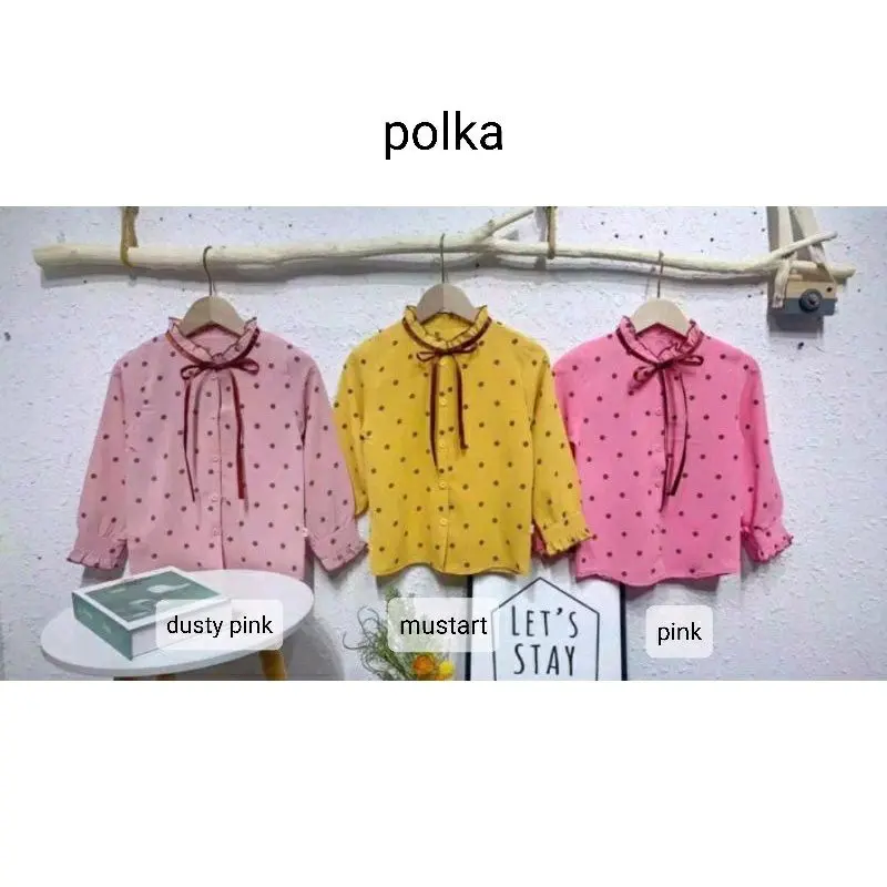 6-10th kemeja anak cewek / kemeja panjang import / kemeja renda anak import 5