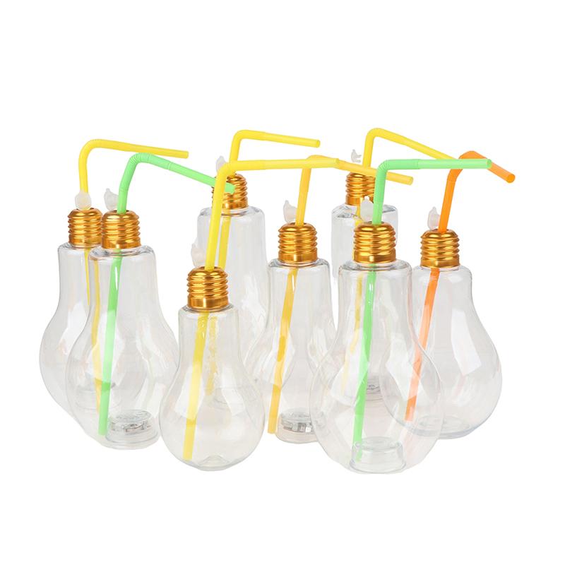 1Pc 200to500ml Creative Clear Artificial Fake Light Bulb Shaped Bottle Can Emit Light Drink Cup Juice Bottle Party Decor 6