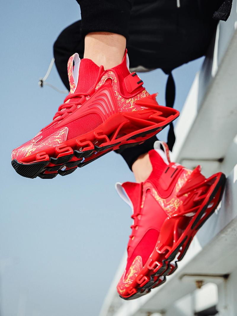 Product Introduction of Men's Patchwork Lace Up Running Shoes, Casual Breathable Comfortable Sports Shoes, Male All-match Round Toe Sneakers for Daily Wear 3