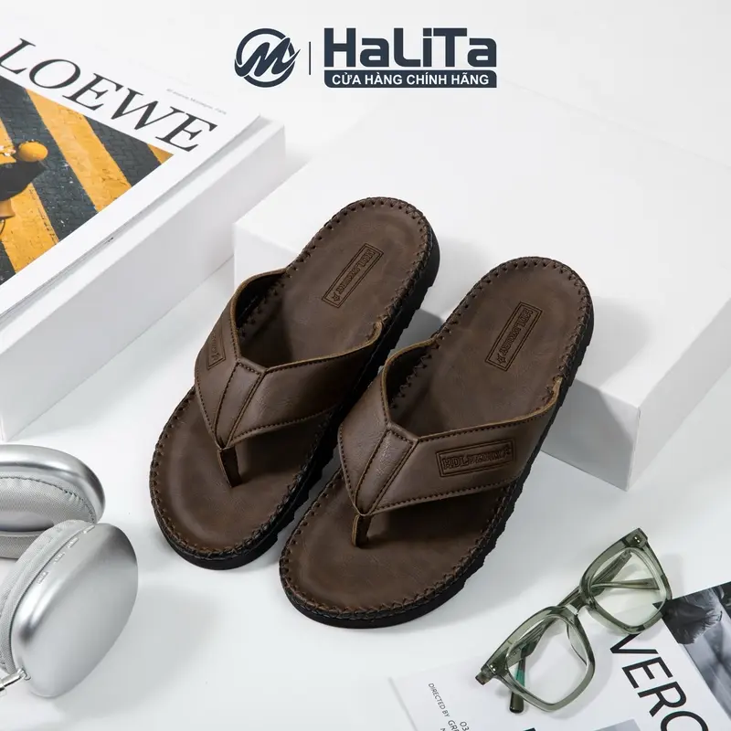 [ Kẹp Xỏ Ngón ] - Dép Nam Đế Doctor Cao Su Êm Nhẹ, Da Cao Cấp, Logo HDLUXURY Thời Trang  DéP 2