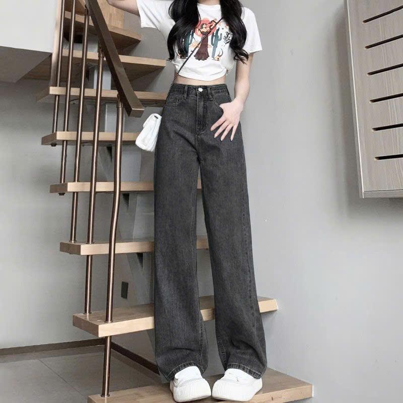 QUẦN JEANS ống rộng  cạp siêu cao , jeans hack dáng QUẦN ỐNG XUÔNG . Rách Denim Nữ Ong Women Pants