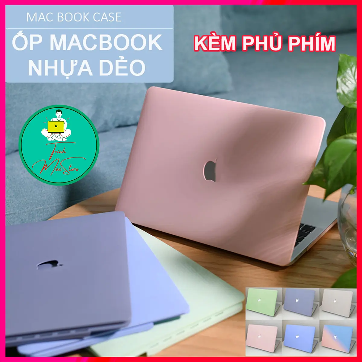 Ốp Macbook, Case Macbook Kèm Phủ Phím bảo vệ laptop, ốp macbook air m1 m2 pro 13inch - 16inch Trinhmacstore