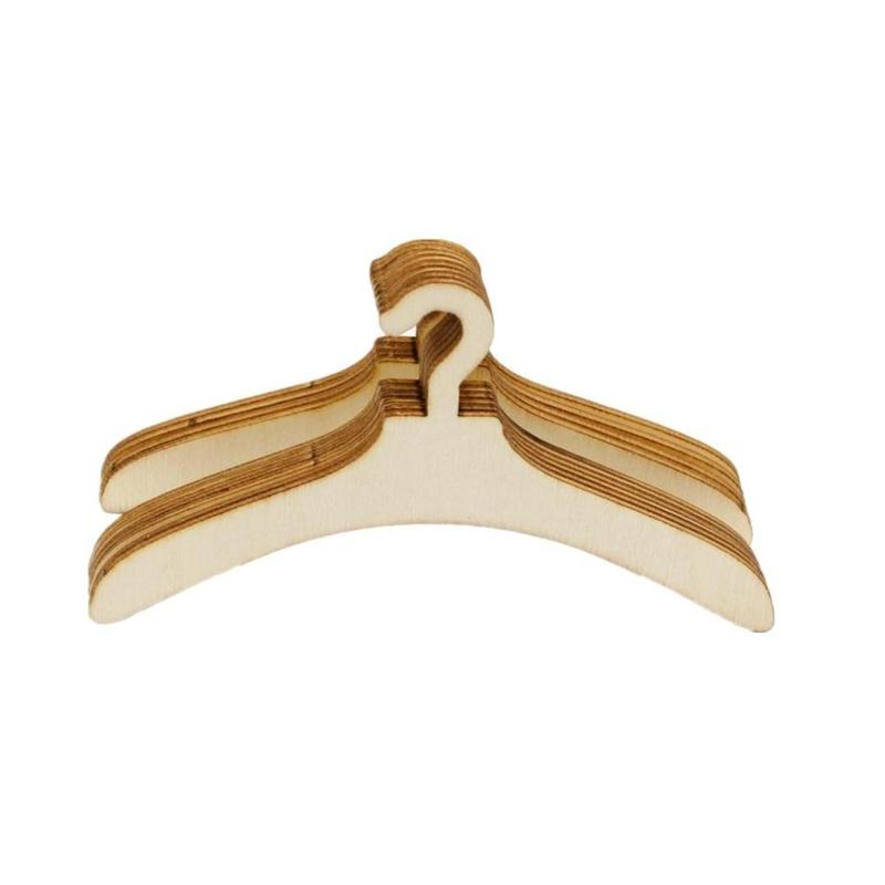 10 Pcs Wooden Hangers for 6 inch Labubu Doll Clothes Outfit Holders Hangers DIY for Labubu Baby Three Upset Duck Dolls Furniture Accessories 7