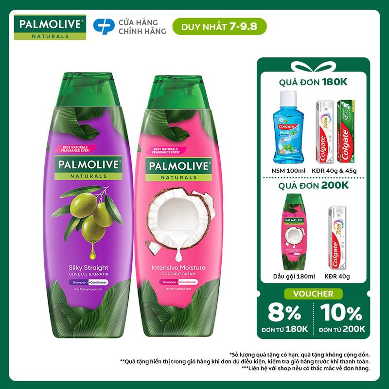 [Duy nhất 7-9.8] Dầu gội Palmolive kèm dầu xả chiết xuất thiên nhiên chăm sóc tóc và dưỡng tóc bồng bềnh 180ml phù hợp cho Nữ và nam