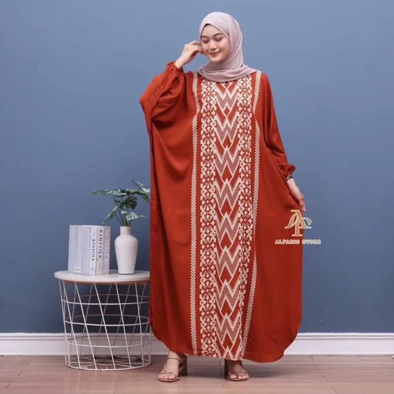 Kaftan Rayon Hana Jumbo ld 170 Gamis Kaftan Muslim Wanita Dress Tebal Nyaman Panjang Hitam 3