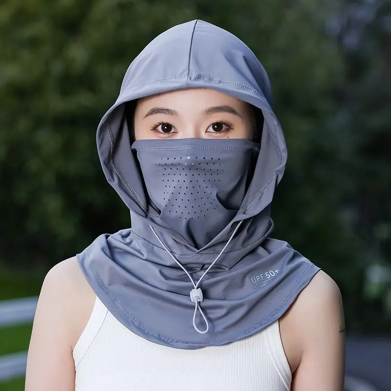Summer 3 in 1 Full Face Cover Hat for Women and Men UV 50+ Ice Silk Neck Cover for Driving Cycling Outdoor Protection Breathable & Sweat-Proof Design # BikeLifeAsia