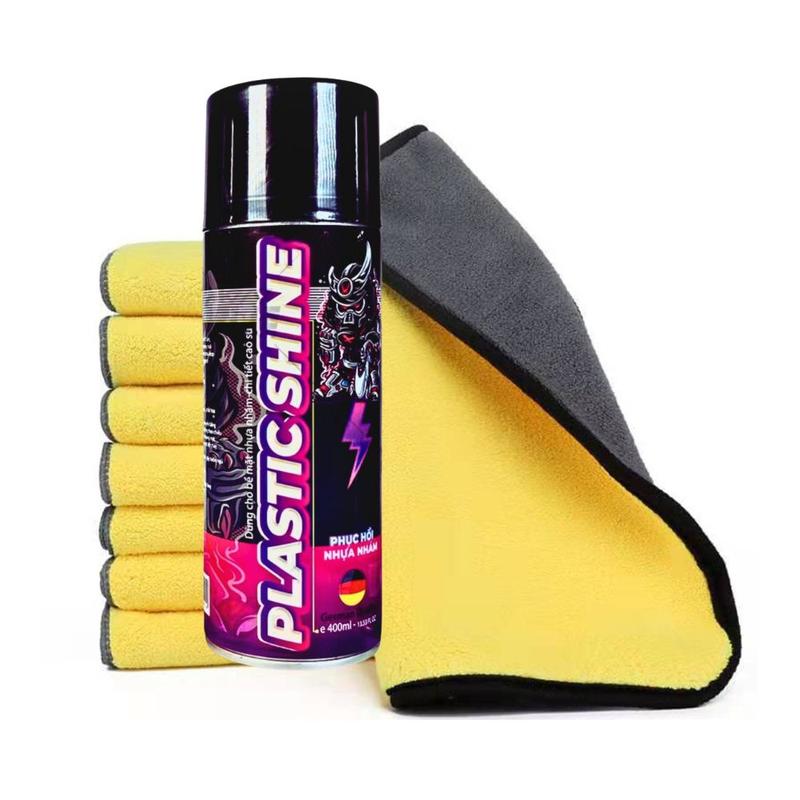 Dưỡng nhựa nhám Sprayking 400ml tặng kèm khăn lau 2 mắt siêu thấm hút chuyên dùng dưỡng nhựa nhám xe máy Sơn x it