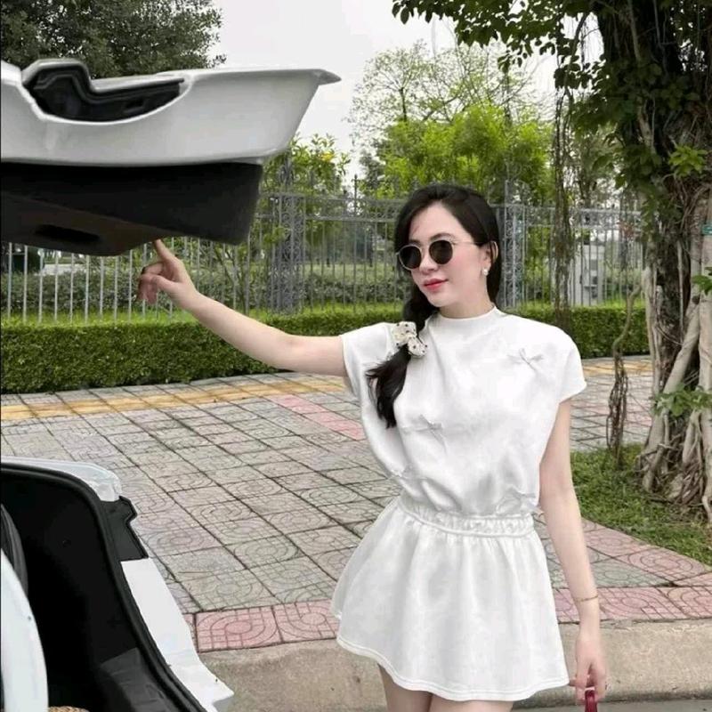 sét bộ liền tay hến đính nơ ,kèm quần sóc Nữ Women 6