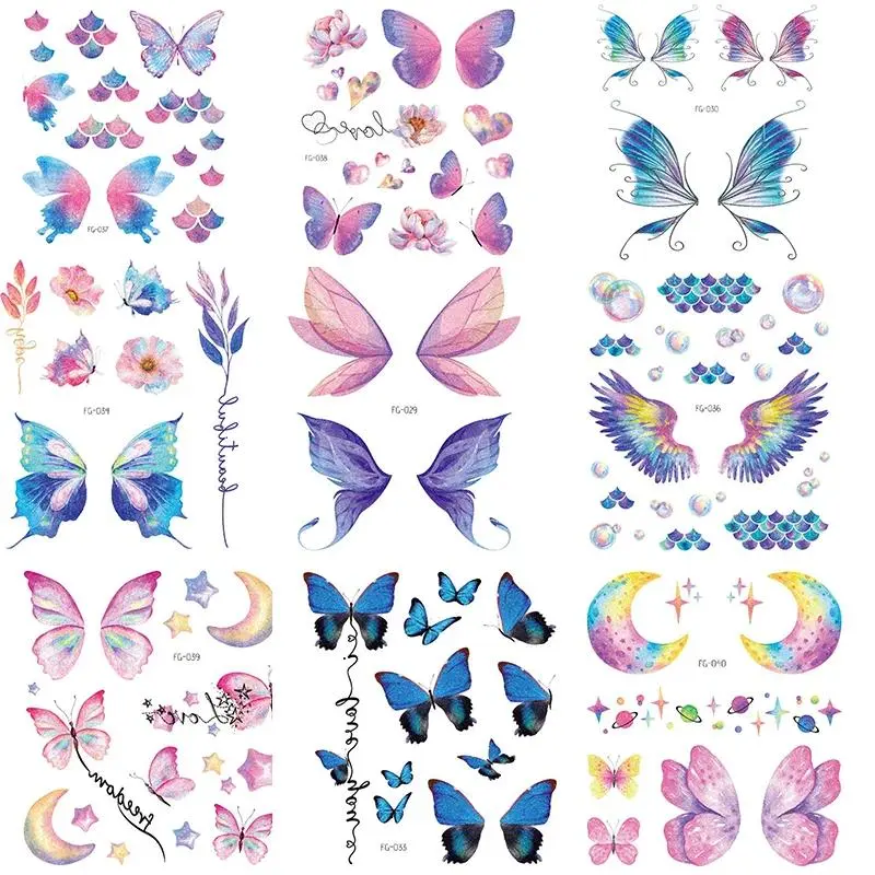 Butterfly Pattern Temporary Tattoo Sticker, 4 Counts/set Waterproof Long Lasting Fake Tattoo Sticker, Body Art Sticker for Women & Girls