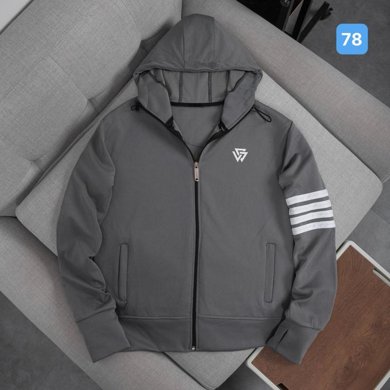 Áo khoác nam màu xám AKCN78 , Áo chống nắng 4 sọc ngang chất liệu poly thông hơi mát lạnh chống tia UV tay xỏ ngón Sport