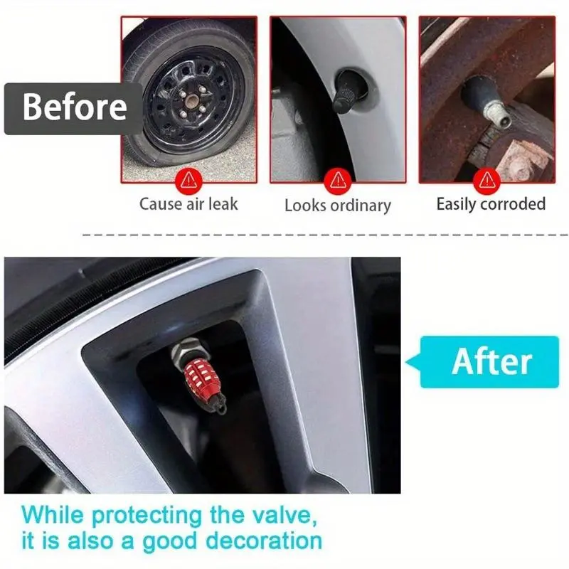 Car Tire Valve Stem Cap, 4pcs Aluminum Alloy Car Tire Valve Stem Cover, Universal Car Air Cap Cover, Car Accessories for Truck Bicycle Motorcycle 4